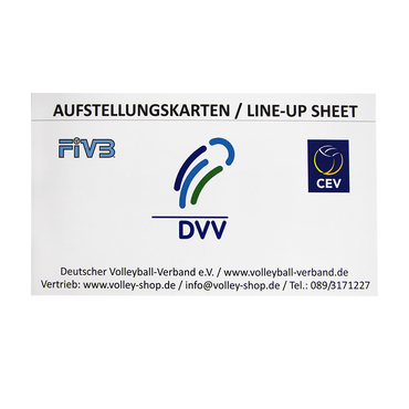 OFFIZIELLE INTERNATIONALE AUFSTELLUNGSKARTEN FÜR FIVB, CEV UND DVV