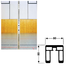 HASPO VOLLEYBALL-PFOSTEN QUADRATISCH 80X80MM NACH EN 1271 UND DVV-NORM I MIT SPINDEL-SPANNMECHANIK